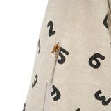 BAMEI Natural Ramie Oversized Hobo Tote Bag with Number Print & Leather Strap - Ivory