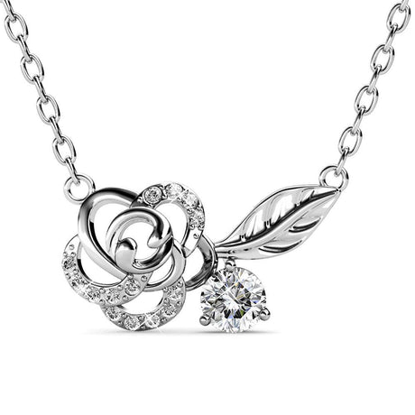 Boxed Rose Petal Set Embellished with SWAROVSKI® Crystals In White Gold