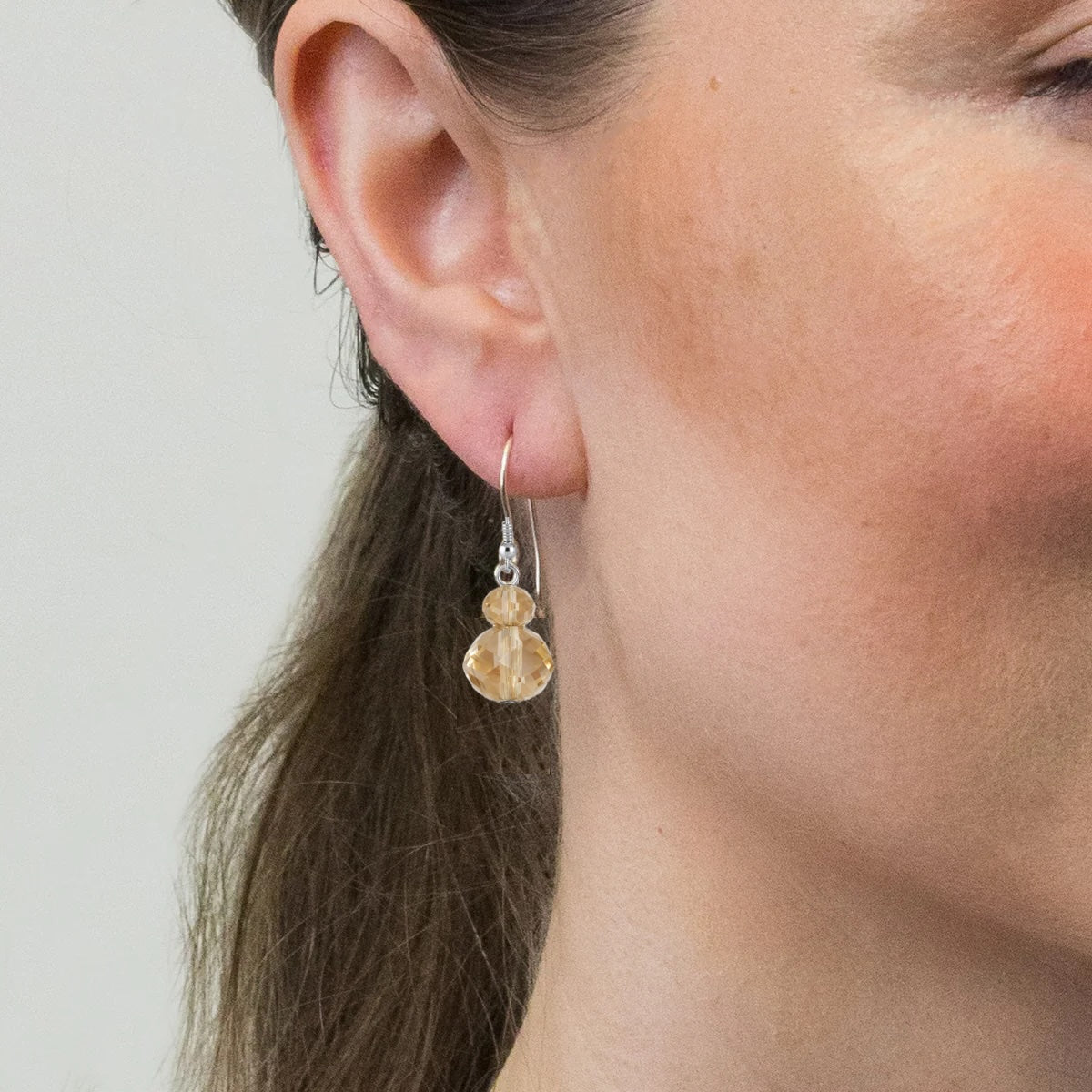 Liv Oliver 18K White Gold Double Champagne Drop Earrings