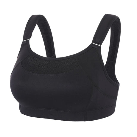 Comfortable High Impact No Bounce Workout Bra - Black