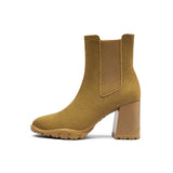 Block Heel Chelsea Boots - Tan