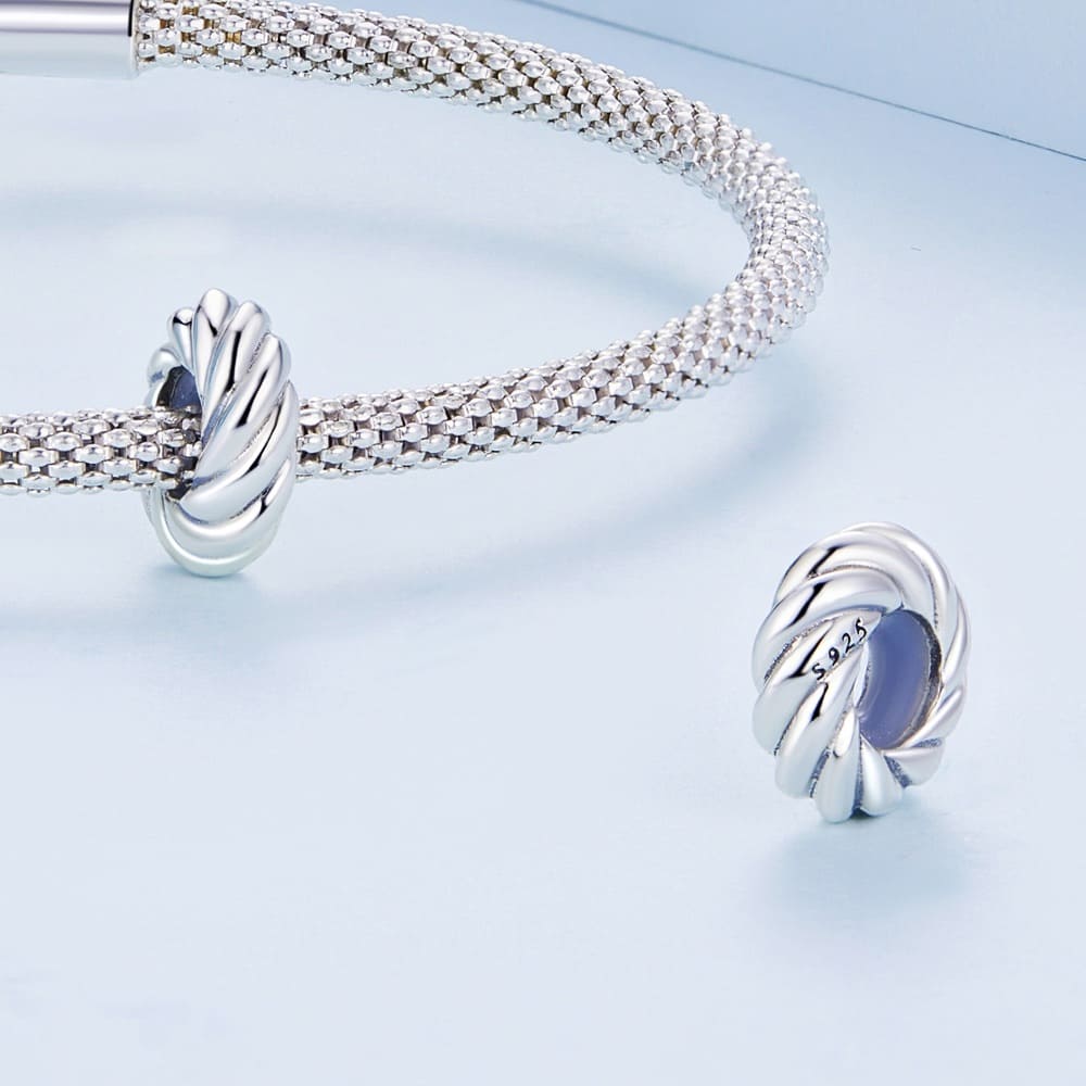 Solid 925 Signature Silver Twisted Bun Charm
