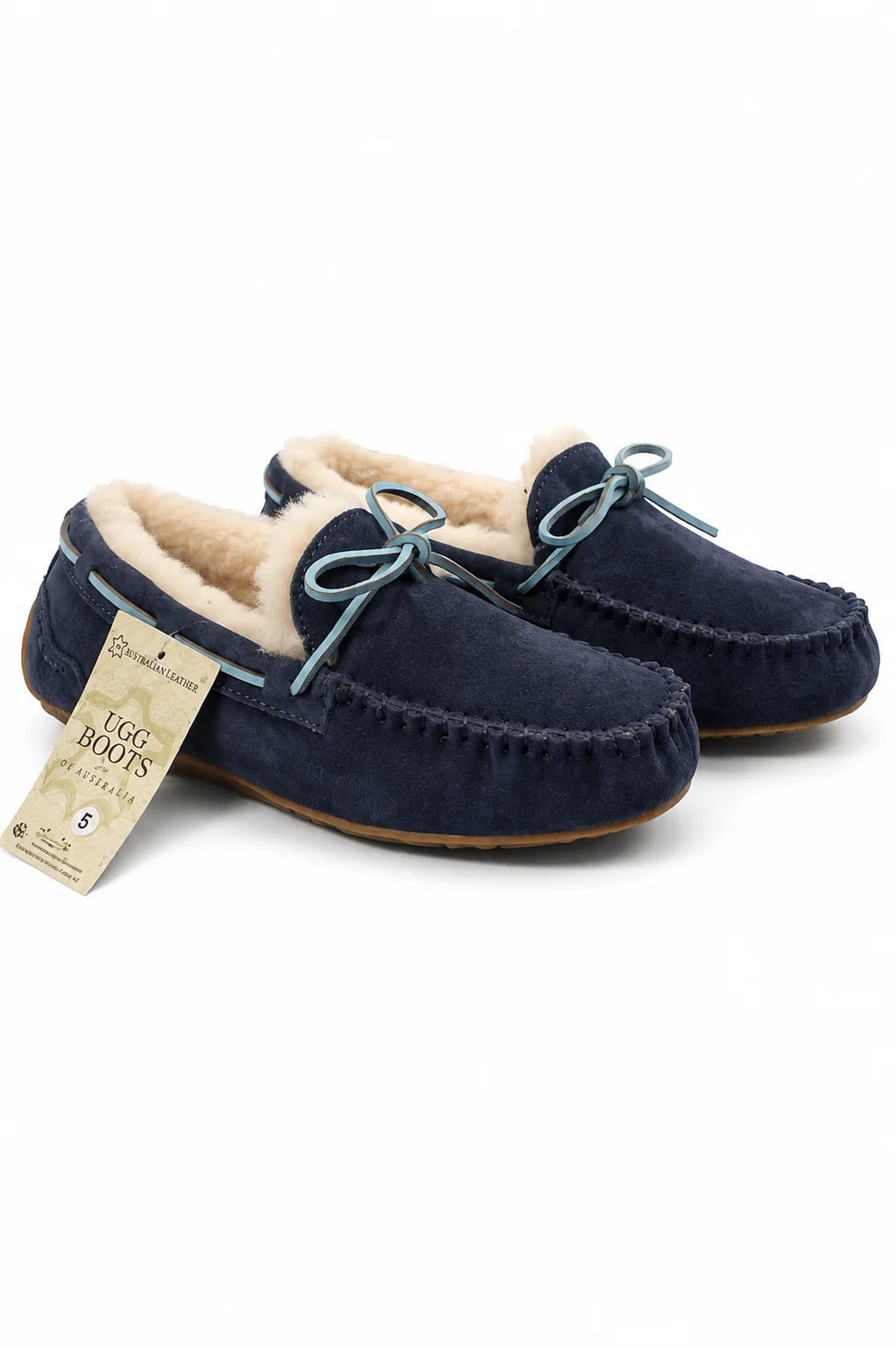 Australian Leather Ugg Loafer - Navy Light Blue Laces - AU5