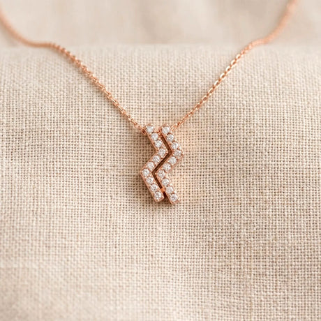 Krystal Couture Zigzag Pendant Necklace in Rose Gold Embellished with SWAROVSKI Crystals