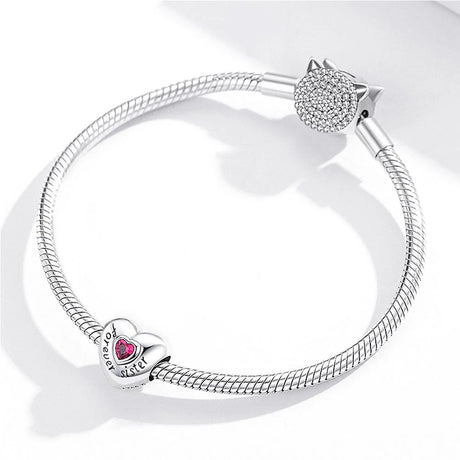 Solid 925 Sterling Silver Bolded Heart Forever Sister Inscription Pandora Inspired Charm