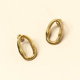 Bullion Gold Ovalicious Stud Gold Layered Earrings