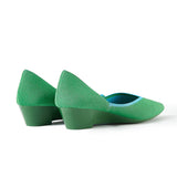 Minimalist Heart Heel Pointed Toe Knit Flats - Green