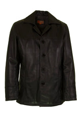 Mens Leather Trench Coat in Black