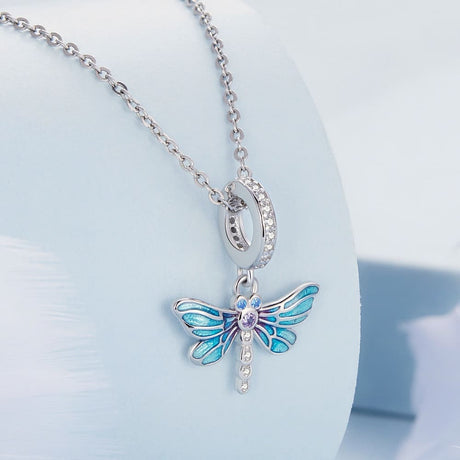 Solid 925 Signature Silver Dragonfly At Disco Charm