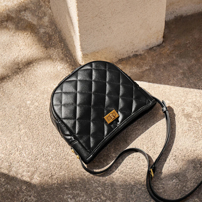 Nalandu Vault Quilted Leather Crossbody Shoulder Bag - Black