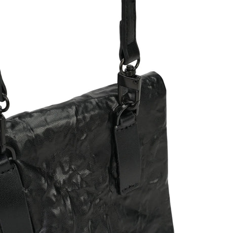 BAMEI Crinkled Roll-Top Crossbody Bag - Black