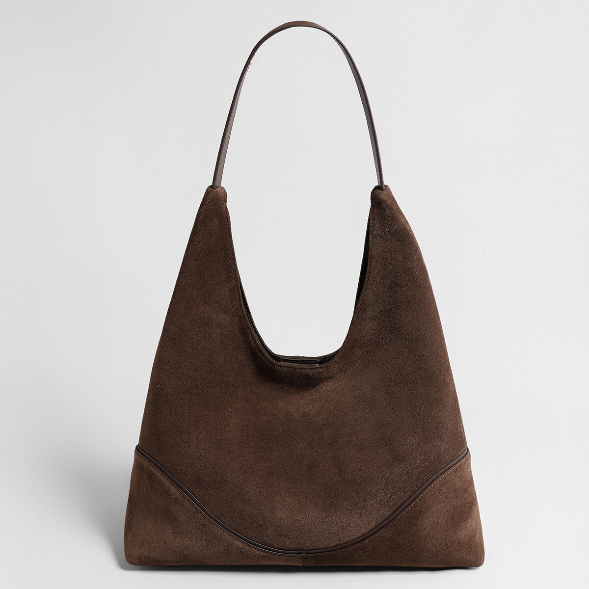 Suede Slouchy Hobo Tote Bag - Coffee
