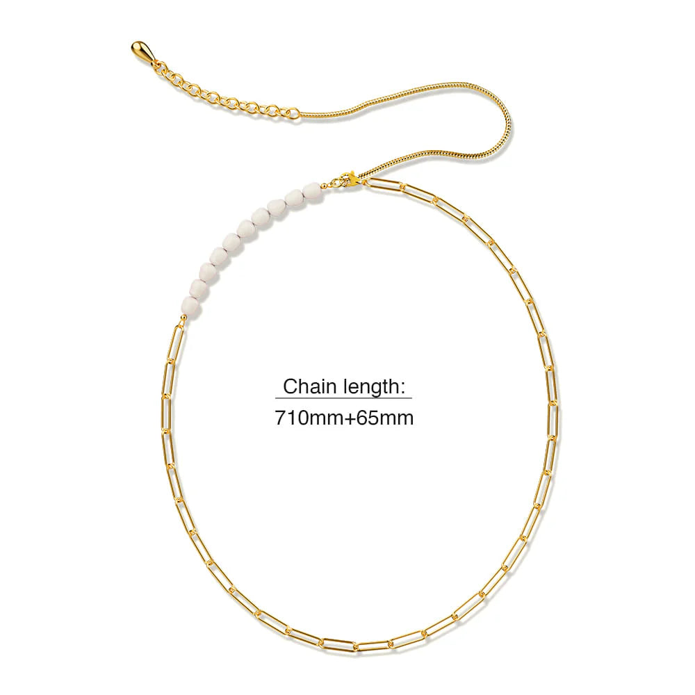 Bullion Gold Cuban Pearl Paperclip Necklace in Gold