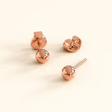 Bullion Gold Glitter Ball Stud Rose Gold Layered Earrings 4mm