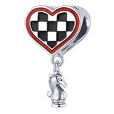 Solid 925 Sterling Silver In Love With Checkers Pandora Inspired Charm