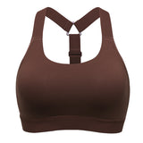 Power On Racerback High Impact Adjustable Padded Wireless Bra - Brown