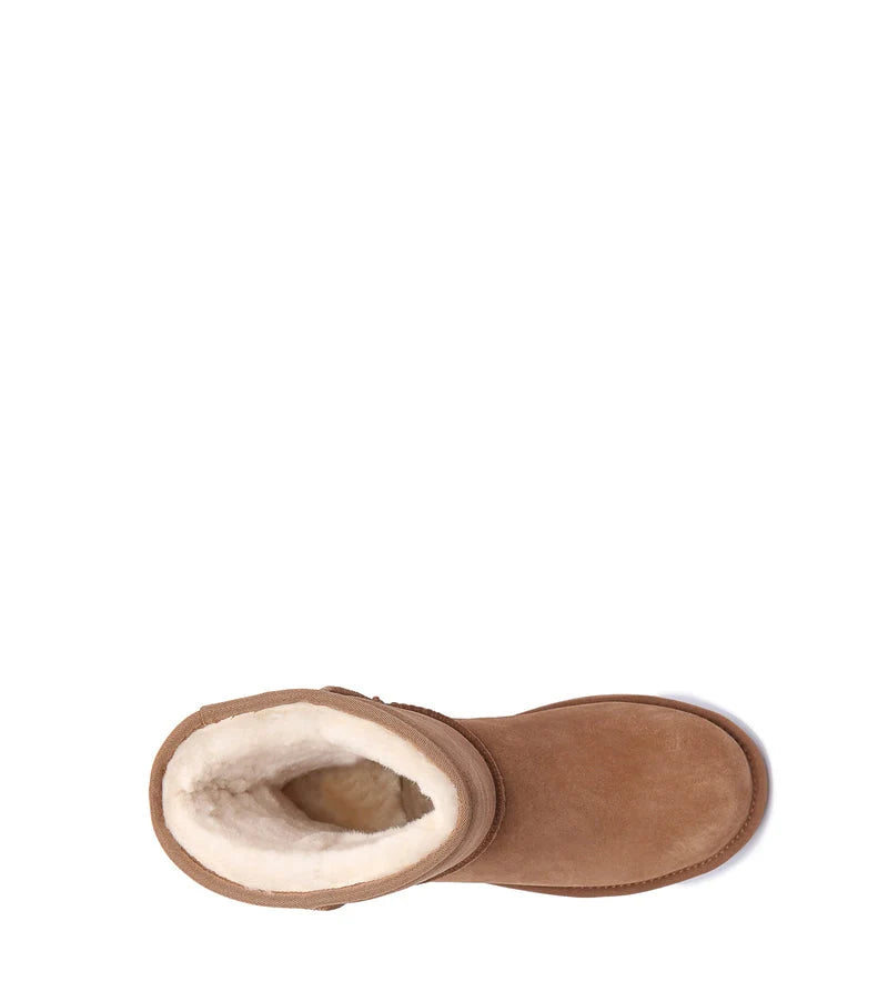 Short Classic Suede Boots in Chestnut