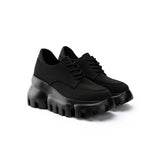 Retro Leopard Platform Sneakers - Black