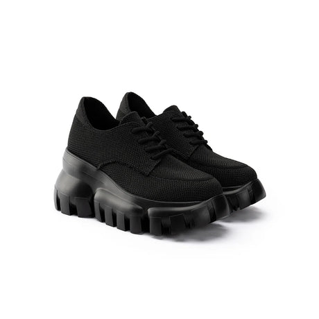 Retro Leopard Platform Sneakers - Black