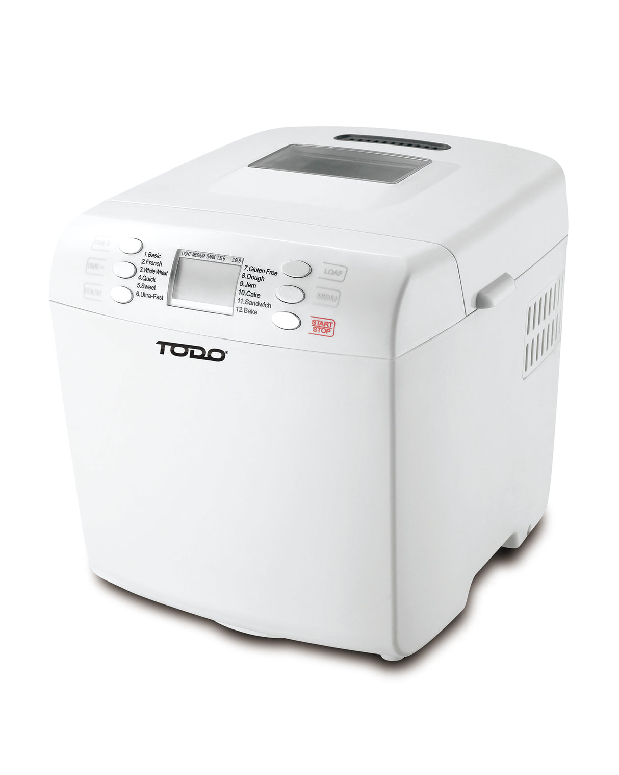 TODO Bread Maker 12 Programs Menu 550W Power Keep Warm Function White