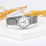 Tabby Boxed Lux White Gold Watch & Feline Necklace Set