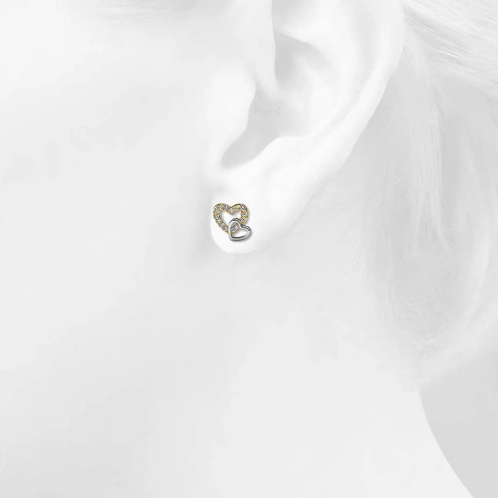 Krystal Couture Twin Hearts Stud Earrings Embellished with Swarovski Crystals