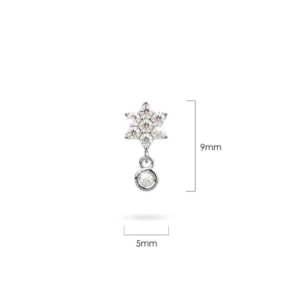 Solid 925 Sterling Silver Pretty & Petite Zircon Drop Earrings in Silver