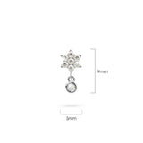 Solid 925 Sterling Silver Pretty & Petite Zircon Drop Earrings in Silver
