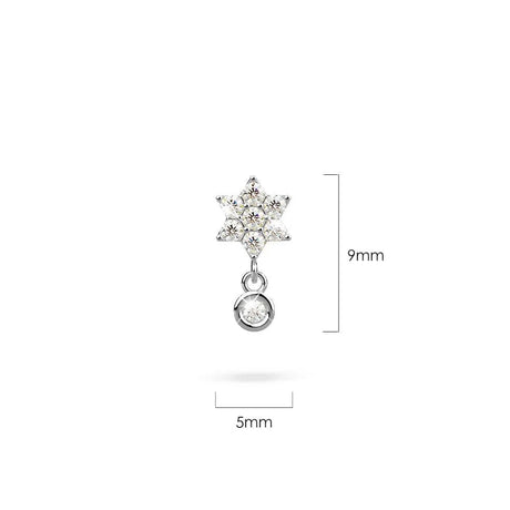 Solid 925 Sterling Silver Pretty & Petite Zircon Drop Earrings in Silver