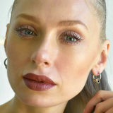 Bullion Gold Zen Bead Hoop White Gold Layered Earrings