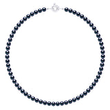 Necklace of Real Cultured Freshwater Pearls and Round 6-7 mm - Black "Tahitian Style" - Longueur 42 cm