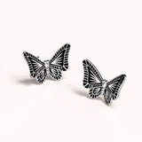 Solid 925 Sterling Silver Antique Butterfly Stud Earrings