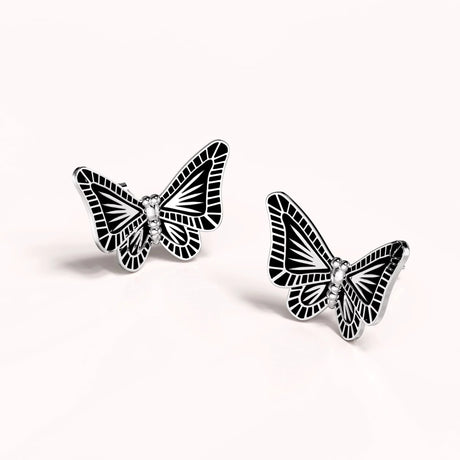 Solid 925 Sterling Silver Antique Butterfly Stud Earrings