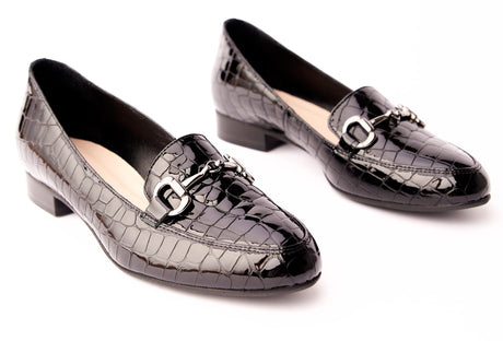 Bosccolo Womens Moccasin - Black Croco