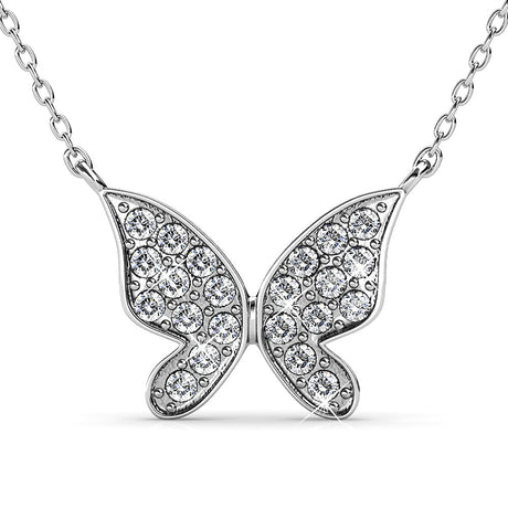 Krystal Couture White Gold Sweet Butterfly Pendant Necklace Embellished with Crystals from SWAROVSKI