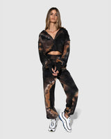 BY.DYLN Hazel Cropped Hoodie - Choc Tie Dye