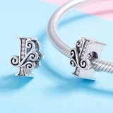 Solid 925 Sterling Silver Vintage Inspired Antique Alphabet Charm