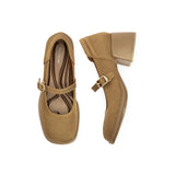 Lafayette Square Toe Mary Jane Pumps - Tan