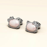 Bullion Gold Hello Kitty Soft Pink White Gold Layered Stud Earrings