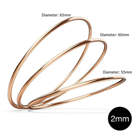 Bullion Gold Solid Golf Bangle 2mm Rose Gold Layered