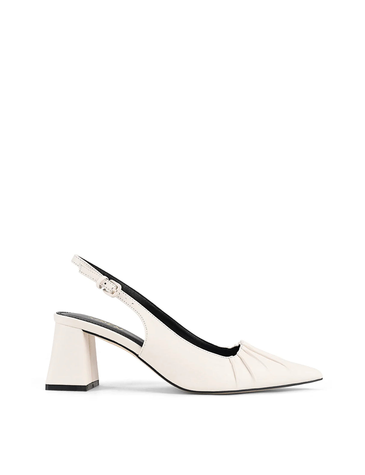 Siren Slingback Block Heels - Chalk White Leather