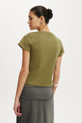 Cotton On Women's 90 S Baby Tee - Cactus Green
