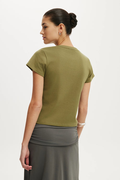 Cotton On Women's 90 S Baby Tee - Cactus Green