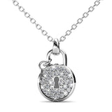 Krystal Couture White Gold Pave Set Padlock Necklace Embellished with SWAROVSKI Crystals