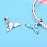 Solid 925 Sterling Silver Fishtail Clear CZ Charm