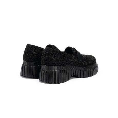 Paris Tweed Platform Loafers - Black