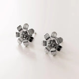 Solid 925 Sterling Silver Flora Stud Earrings 10mm