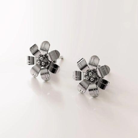 Solid 925 Sterling Silver Flora Stud Earrings 10mm