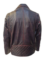 Mens Brando Style Leather Biker Jacket in Pepsi