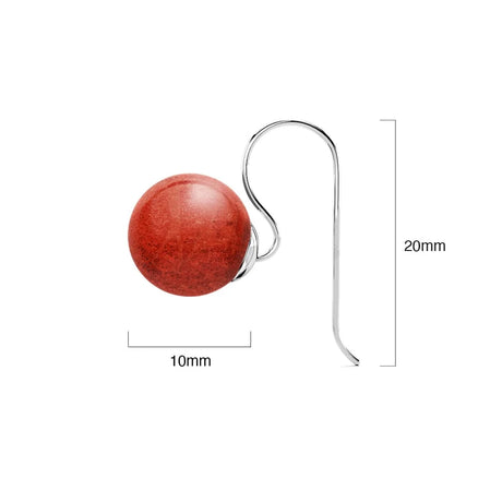 Solid 925 Sterling Silver Red Sponge Coral Earrings